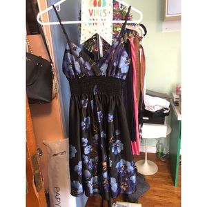 Forever21 Satin Black Floral Dress